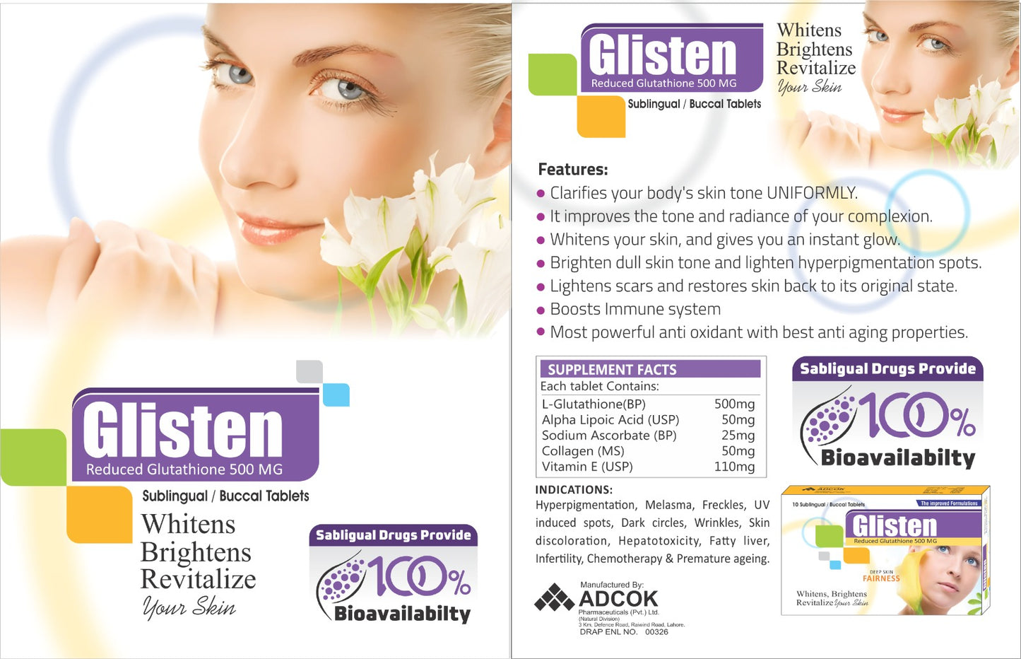 Glisten Reduced Glutathione 500mg